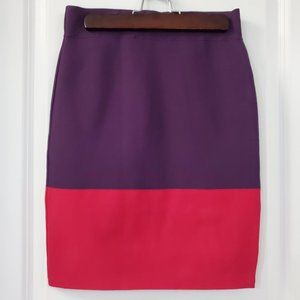 BCBG Power bandage skirt in colorblock pink and purple.